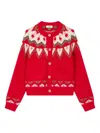 Studio Tomboy Round Neck Cardigan In Red