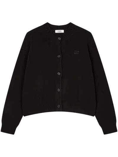 Studio Tomboy Round-neck Wool Cardigan In Black