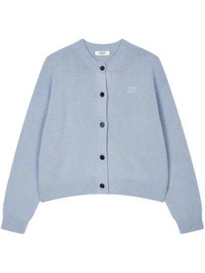 Studio Tomboy Round-neck Wool Cardigan In Blue