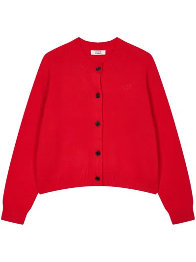 Studio Tomboy Round-neck Wool Cardigan In Red