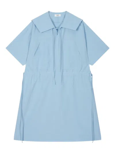Studio Tomboy Sailor Collar Drawstring Day Dress In Blue