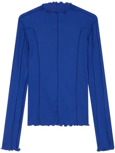 Studio Tomboy Seam-detail Ribbed T-shirt In Blue