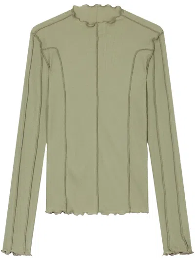 Studio Tomboy Seam-detail Ribbed T-shirt In Green