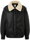 Studio Tomboy Shearling-collar Aviator Jacket In Black
