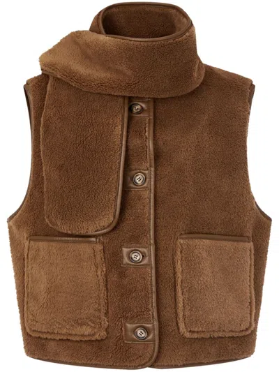 Studio Tomboy Shearling Vest In 褐色