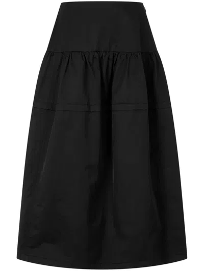 Studio Tomboy Shirred Midi Skirt In Black