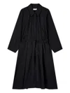 Studio Tomboy Shirred Shirt Dress In Black
