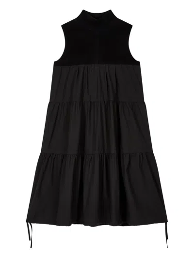 Studio Tomboy Shirring-panelled Sleeveless Midi Dress In Black