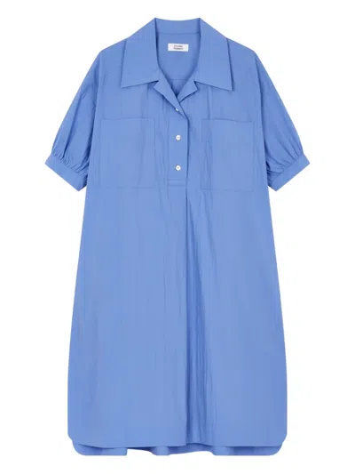 Studio Tomboy Shirt-collar Puff-sleeve Dress In Blue