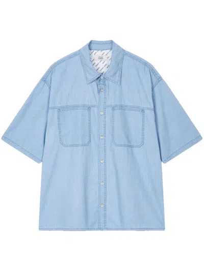 Studio Tomboy Short-sleeve Denim Shirt In Blau