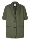 Studio Tomboy Short-sleeve Notched-lapel Jacket In Green