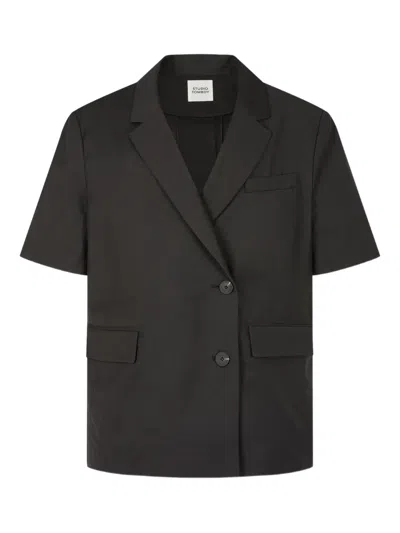 Studio Tomboy Short-sleeved Lapel Oversized Jacket In Gray