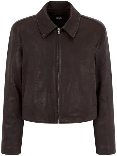 Studio Tomboy Short Zip-up Jacket In Brown