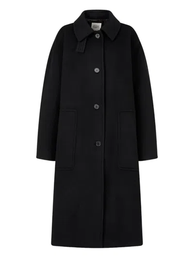 Studio Tomboy Single-breasted Felted Coat In Black