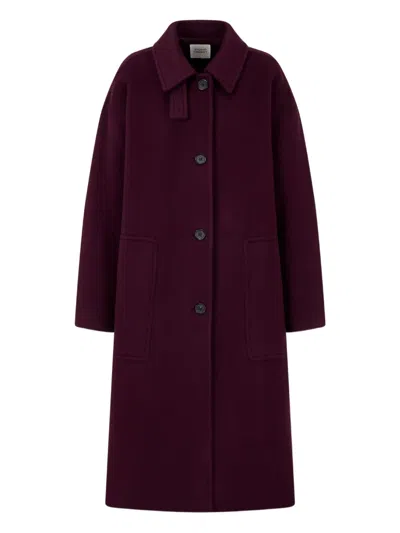Studio Tomboy Single-breasted Felted Coat In Purple