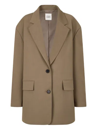 Studio Tomboy Single-breasted Oversized Blazer In Brown