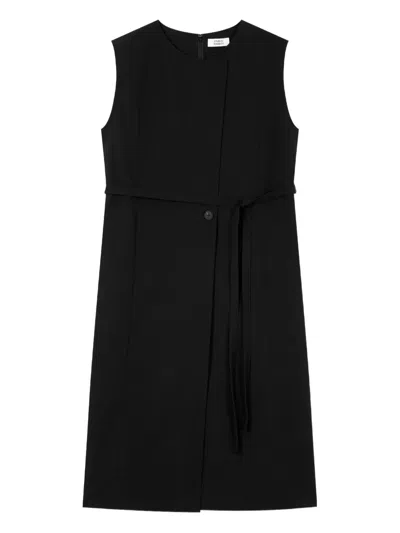 Studio Tomboy Sleeveless Belted Midi Day Dress In Black