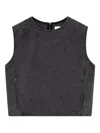 Studio Tomboy Sleeveless Denim Vest In Black