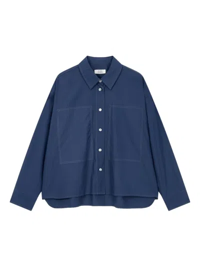 Studio Tomboy Stitch-detailing Pocketed Shirt In Blue