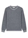 Studio Tomboy Gestreifter Strickpullover In Grau