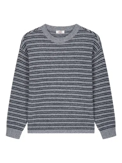 Studio Tomboy Gestreifter Strickpullover In Grau