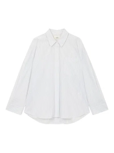 Studio Tomboy Striped Pocket Shirt In White