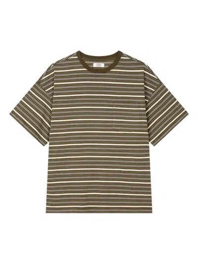 Studio Tomboy Striped Short-sleeve T-shirt In Green