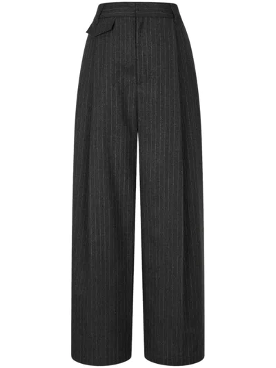 Studio Tomboy Striped Wide-leg Trousers In Grey