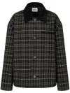 Studio Tomboy Tartan Check-pattern Corduroy-collar Jacket In Schwarz