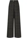 Studio Tomboy Tartan Check-pattern Wide-leg Trouserrs In Black