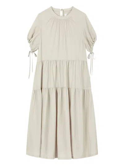 Studio Tomboy Tiered Midi Dress In Neutral