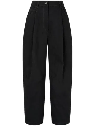 Studio Tomboy Twill Cotton Trousers In Black