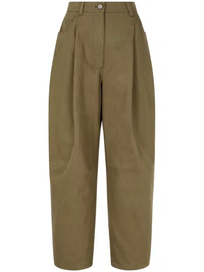 Studio Tomboy Twill Cotton Trousers In Brown