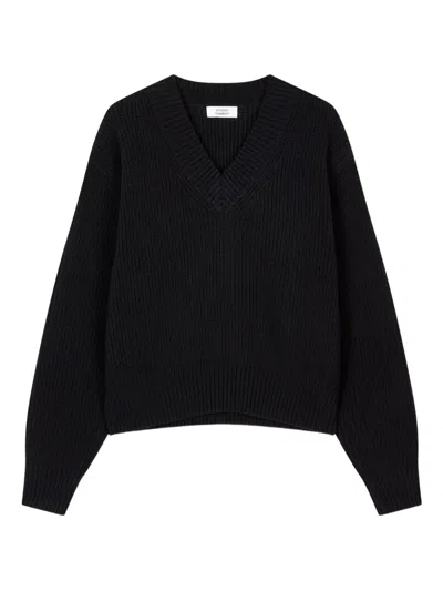 Studio Tomboy V-neck Rib-knit Sweater In Black