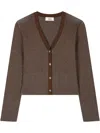 Studio Tomboy V-neck Ribbed-knit Cardigan In Brown