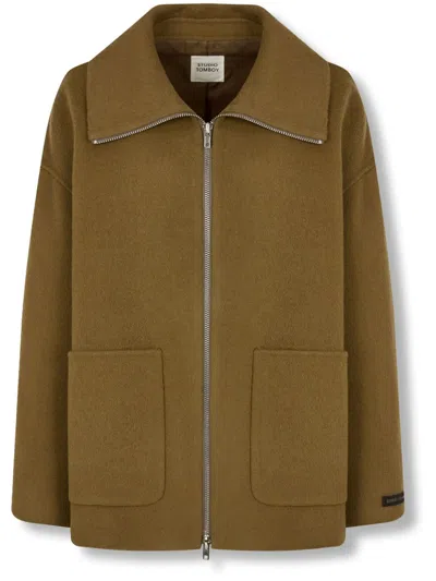 Studio Tomboy Wide-collar Jacket In Green