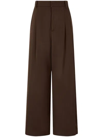Studio Tomboy Wide-leg Wool Trousers In Brown