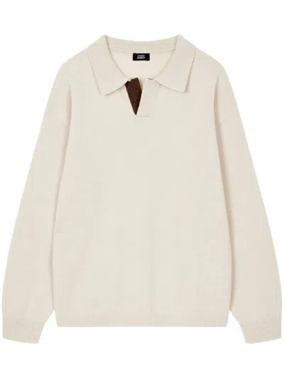 Studio Tomboy Wool Polo Sweater In Neutrals