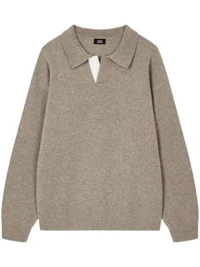 Studio Tomboy Wool Polo Sweater In Neutrals