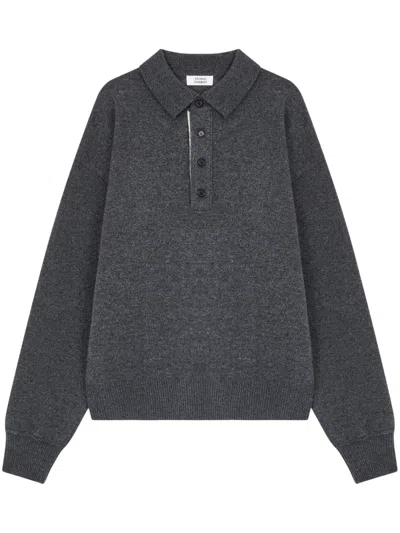 Studio Tomboy Wool Polo Top In 灰色