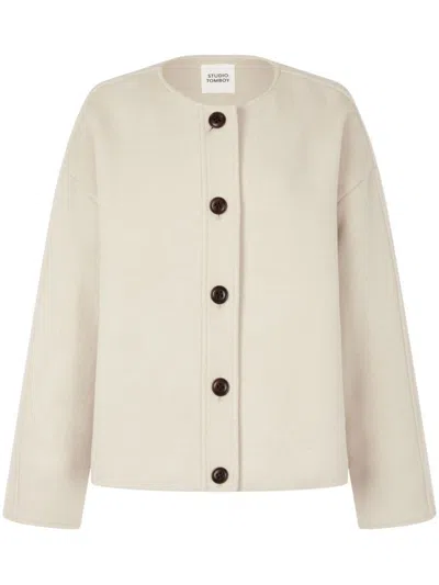 Studio Tomboy Wool Round-neck Jacket In Neutrals