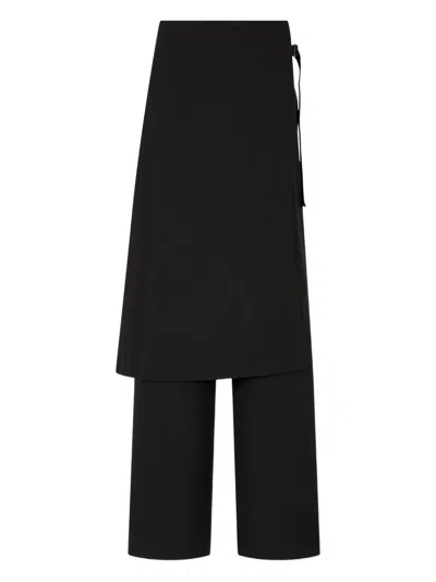 Studio Tomboy Wrap Skirt Trousers In Black