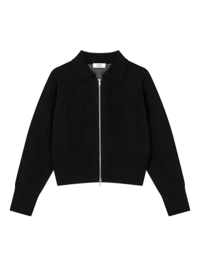 Studio Tomboy Zip-front Logo-detail Cardigan In Black