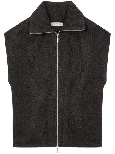Studio Tomboy Zip-up Knitted Vest In Grey
