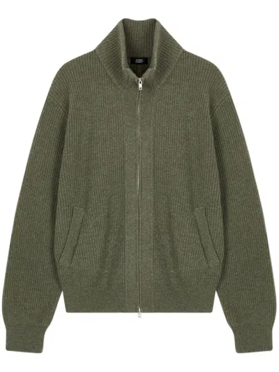 Studio Tomboy Zip-up Wool Jacket In Green