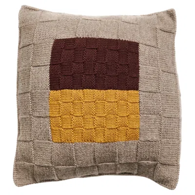 Pre-owned Studio Variously Andes Topaz Pillow Cover By Peruvian Artisans In Andean Highland Wool In Brown