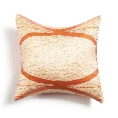 Studio Variously Arc Coral Hand Crafted Shibori Print Mulberry Silk Pillow In Orange