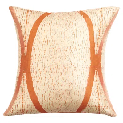 Pre-owned Studio Variously Arc Coral Silk Pillow By Variously, Handmade Shibori Print, India In Red