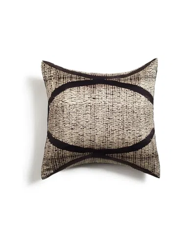Studio Variously Arc Hand Crafted Shibori Print Mulberry Silk Pillow Cover Only In Black