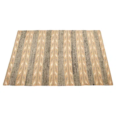 Pre-owned Studio Variously Arrows Handwoven Indian Rug In Natural Shades Of Pure Wool, Jute, Cotton In Sand